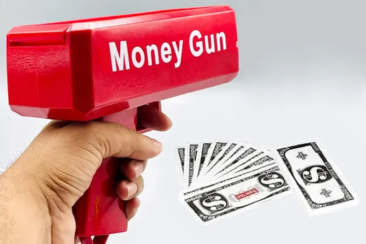 Rain Money Gun_ Paper Playing Spray Money Toy Gun_, Prop Money Gun(red Color)