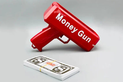 Rain Money Gun_ Paper Playing Spray Money Toy Gun_, Prop Money Gun(red Color)